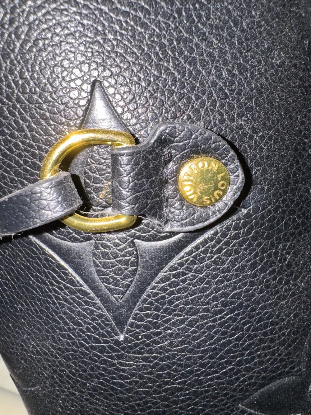 Louis Vuitton-Style Black Empreinte Tote – Royal Blue Interior w/Dust Bag VGUC
